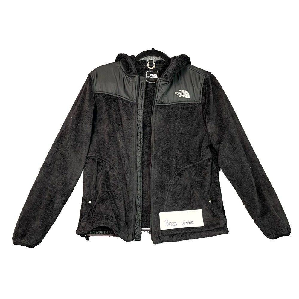 The North Face Oso Fleece Jacket Womens Medium Black Y2K Camping Corpore Hooded